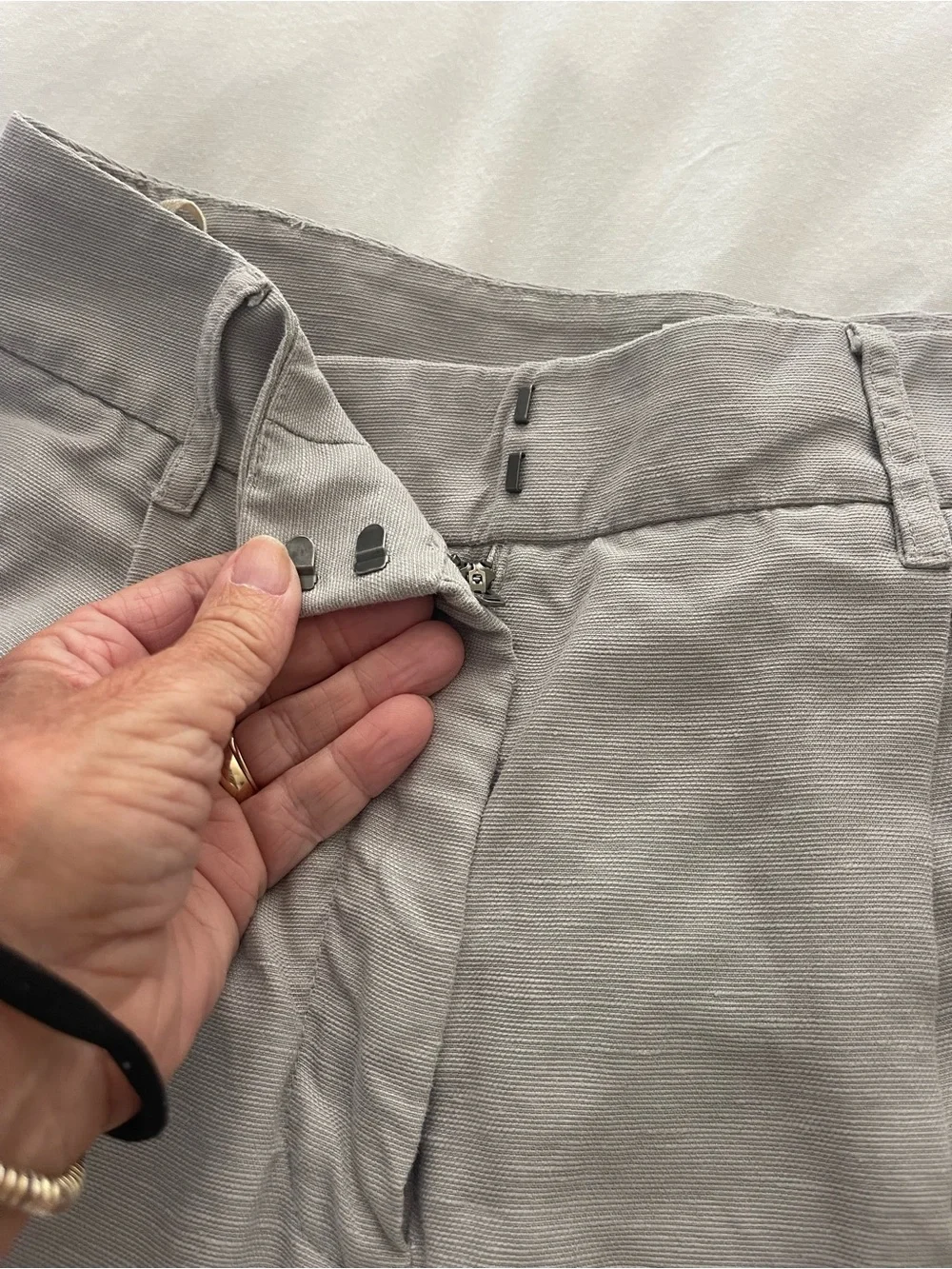 Wilford High-Waist Wide-Leg Women’s Linen trousers — Light Gray/size 2